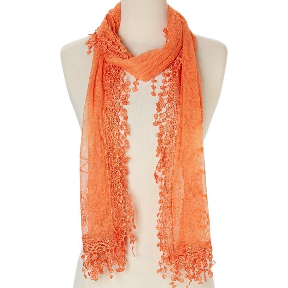 Women's Lace Scarf Polyester Teardrop Fringe Mesh Vintage Accessories